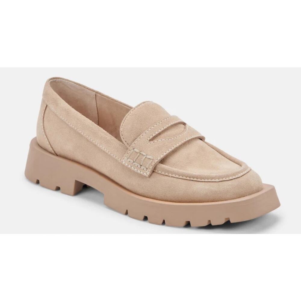 Dolce Vita Elias Suede Loafer in Beige Size 9 Slip On Chunky Y2K 90s